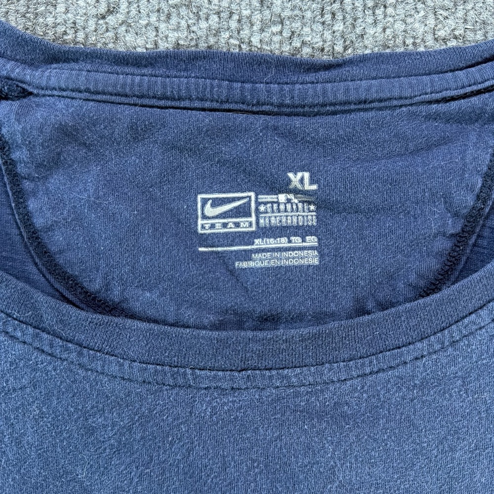 Nike Team MLB New York Yankees T-Shirt Navy Blue Pink Logo XL Womens Raglan Tee - Picture 3 of 6